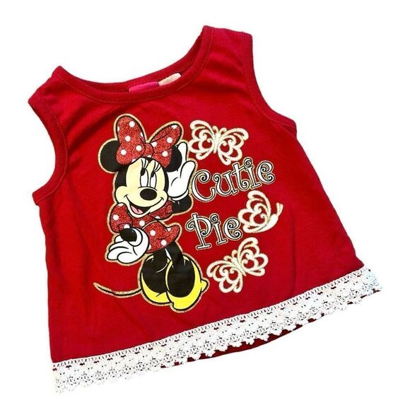 Toddler Girls Minnie Mouse Sparkle Lace Hem Tank Top - Sz 3T - Picture 1 of 1